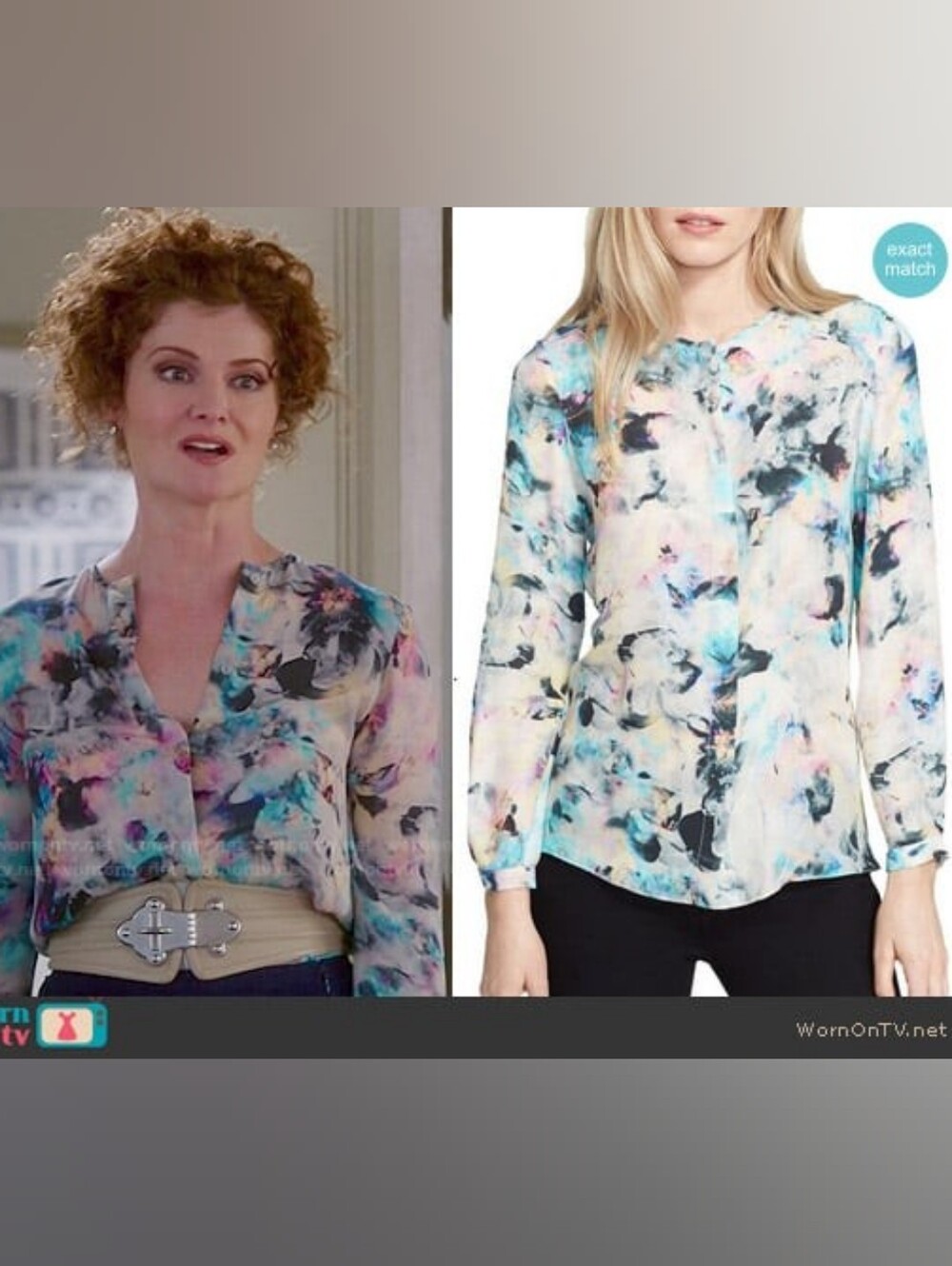 NWT Parker Meade Blouse in Floreale Abstract Tie Dye Silk Top Long Sleeve Size S
